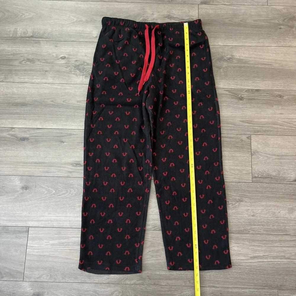 True Religion Mens XL Loungewear Pants Black Red All Over Drawstring